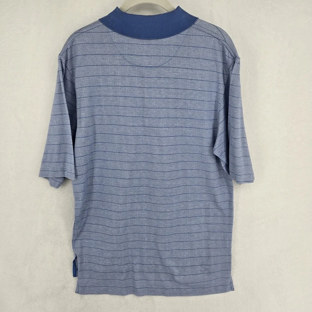 Ralph Lauren Polo Golf Polo Shirt Mens Small Blue Windowpane Short Sleeve Logo‎
